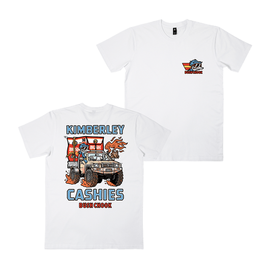 Kimberley Cashies Tee White T-Shirt Bush Chook