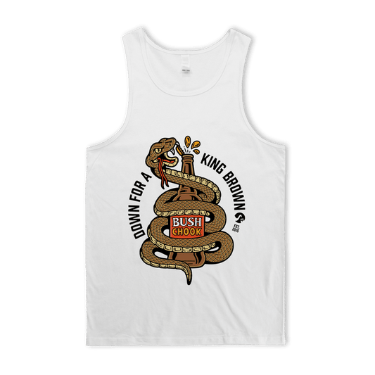 King Brown Singlet White Singlet Bush Chook