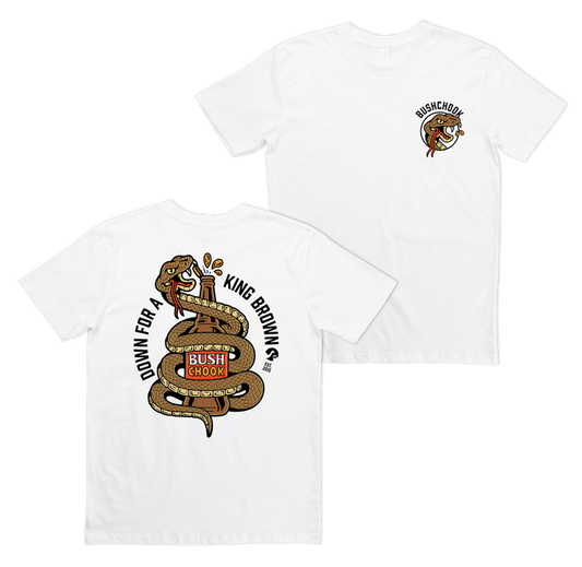 King Brown Tee White T-Shirt Bush Chook