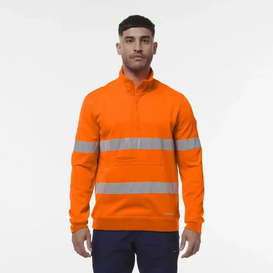 KingGee Hi Vis Spliced 1/4 Zip Taped Fleece K55048