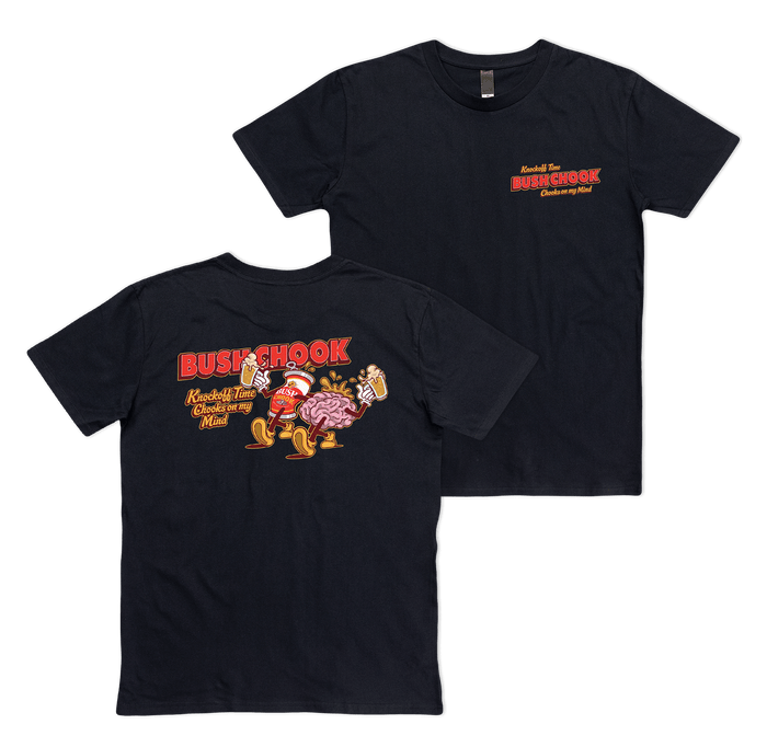 Knock Off Time Tee Black T-Shirt Bush Chook