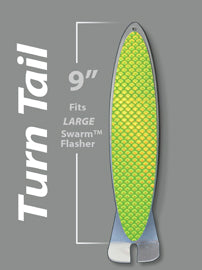 wigglefin swarm flasher system 9" large turn tail blade chartreuse
