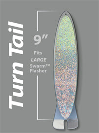 wigglefin swarm flasher system 9" large turn tail blade crushed ice