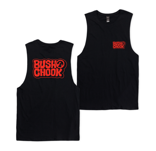 Laxed Logo Muscle Tee Black Muscle Bush Chook
