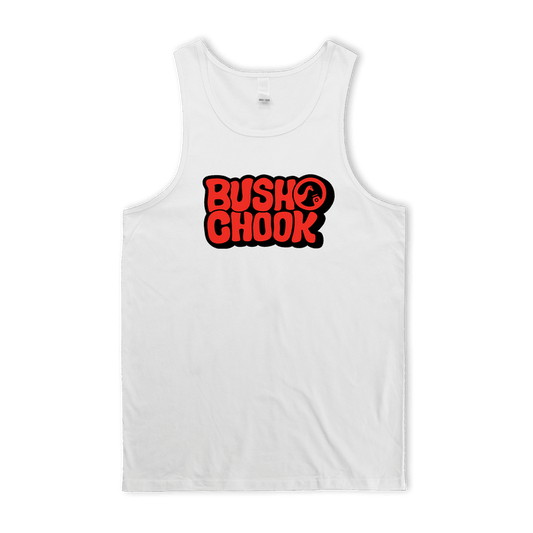 Laxed Logo Singlet White Singlet Bush Chook