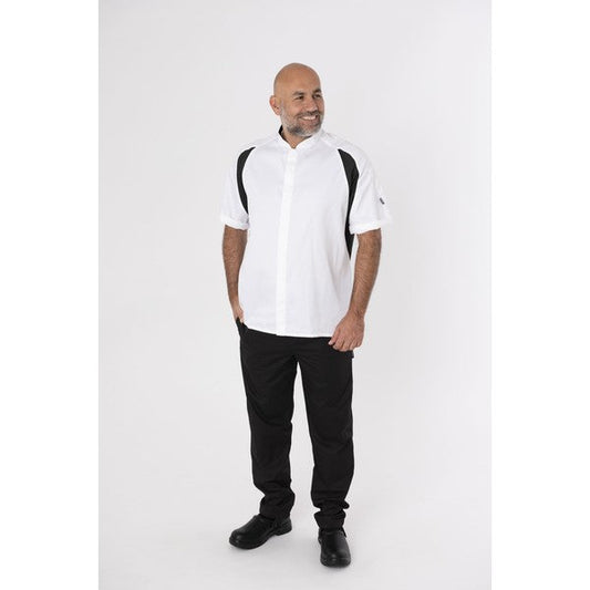 Le Chef De128a Jacket White With Black Staycool System Panels