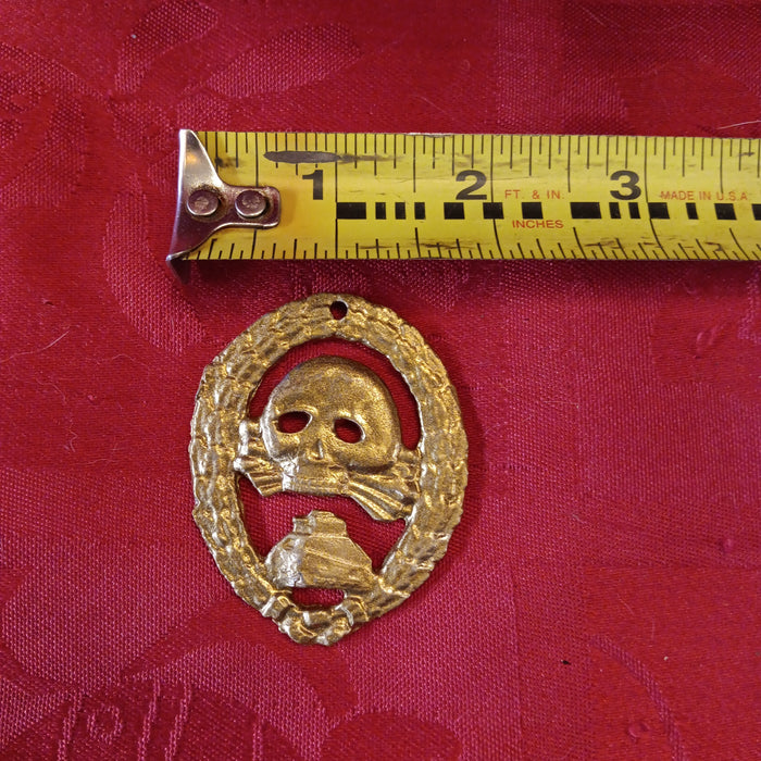 Lead WWII Natzi Skull Tank Badge / Pendant-Jantiques LLC.