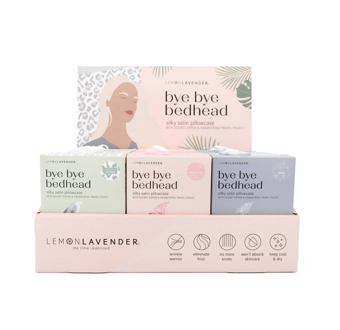 Lemon Lavender 'bye bye bedhead' product packaging on a white background