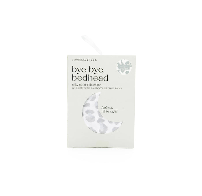 Silky satin pillowcase packaging with branding on a white background