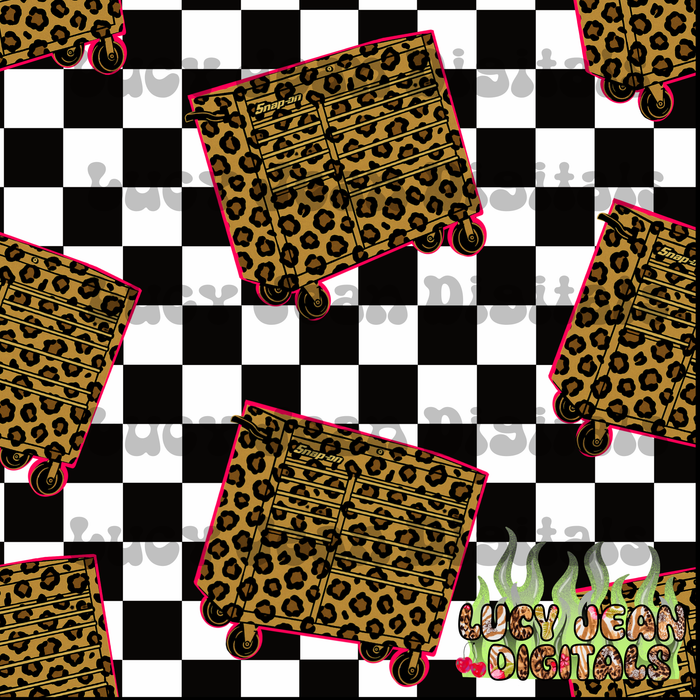 Leopard tool box checkered Seamless File