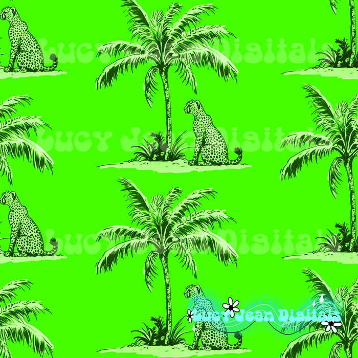 Lime cheetah Palm tree Seamless File