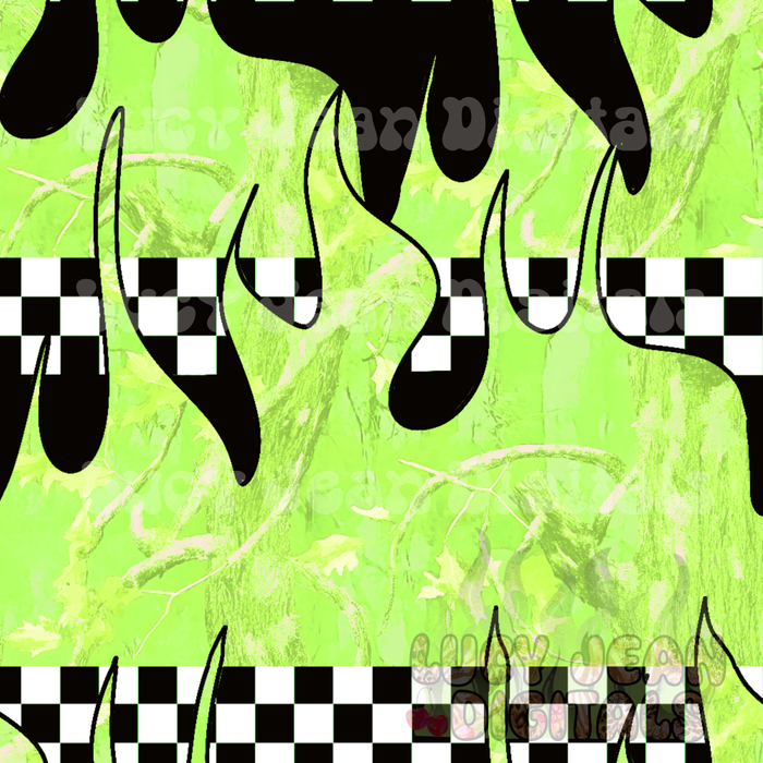 Lime green camo flames Seamless File