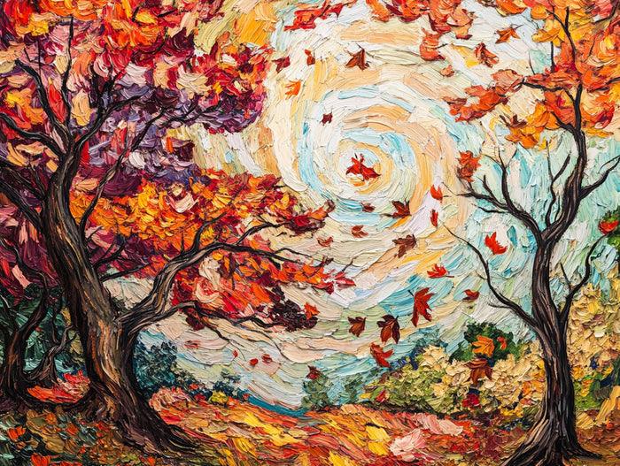 Lively Scene Of Leaves Swirling