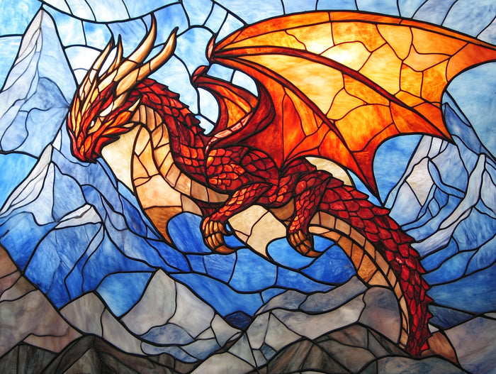 Majestic Dragon Soaring Over Snow-Capped Mountains