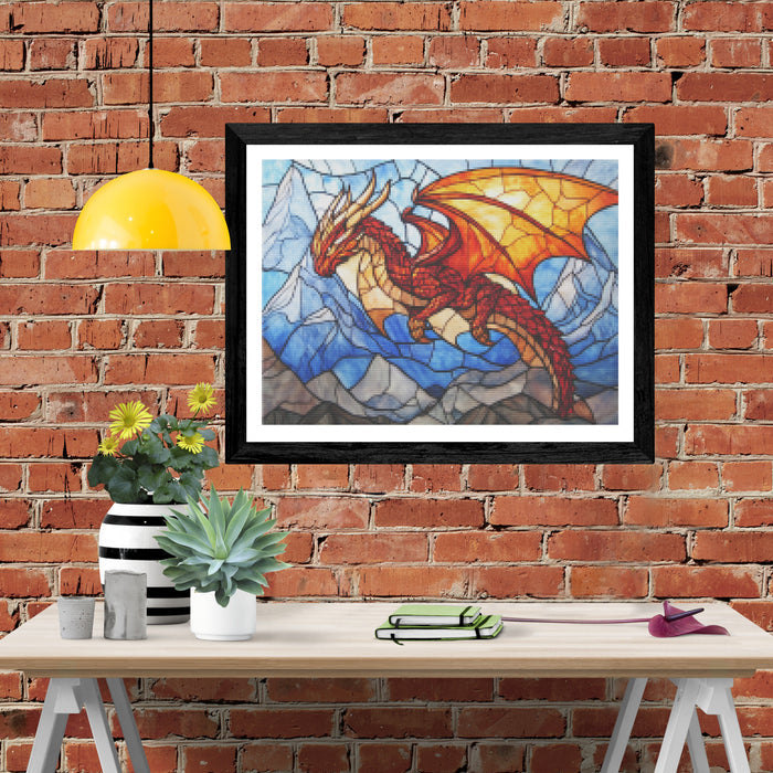 Majestic Dragon Soaring Over Snow-Capped Mountains