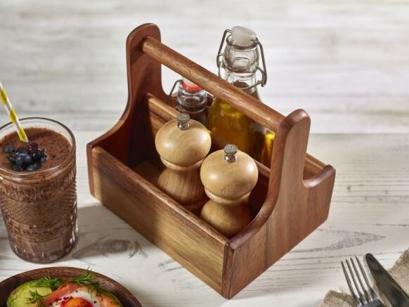 Medium Wooden Table Caddy 20 X 14.4 X 18cm