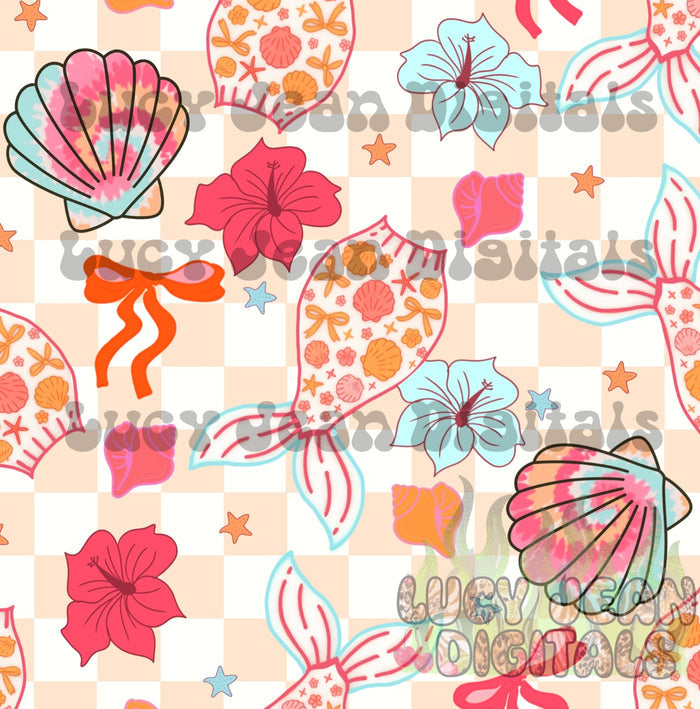 Mermaids and bows Seamless File