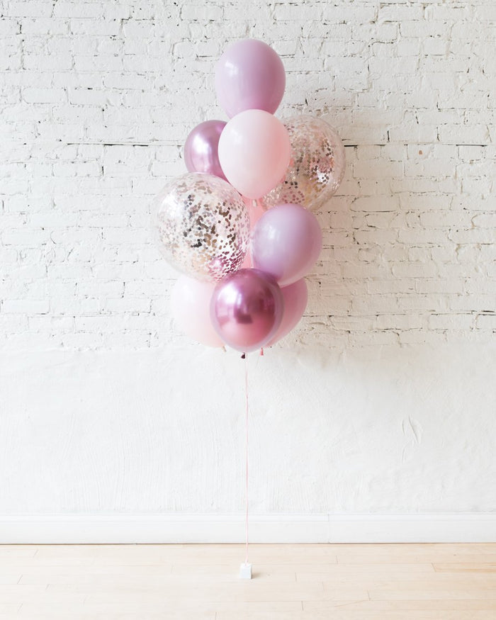 Modern Mauve - Confetti and 11in Balloons - bouquet of 10
