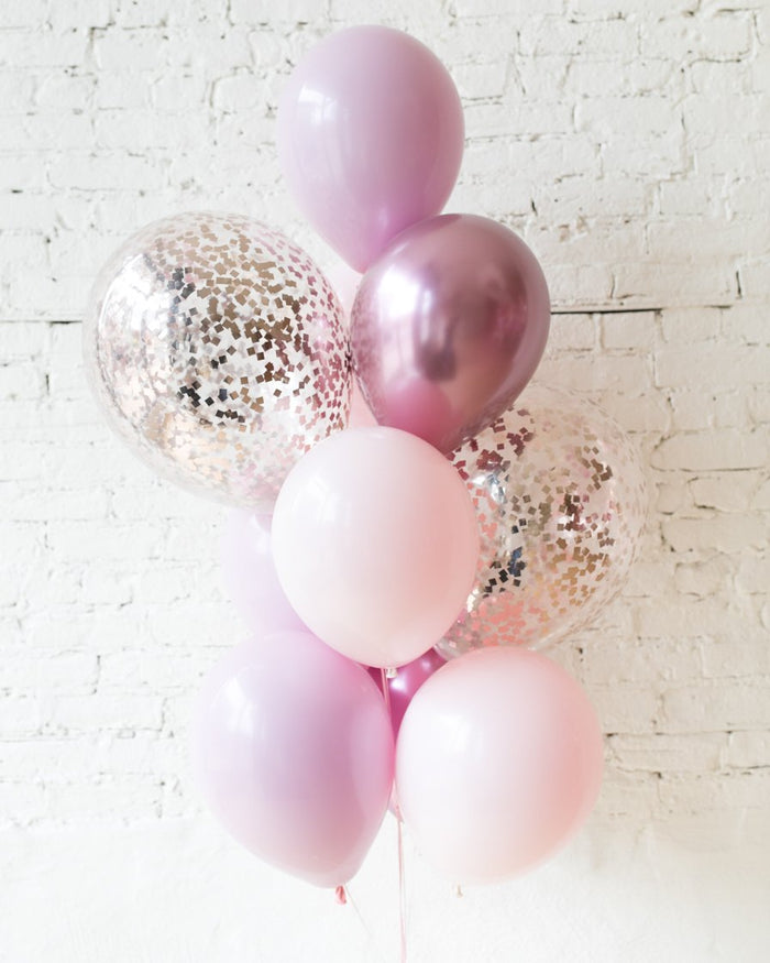 Modern Mauve - Confetti and 11in Balloons - bouquet of 10
