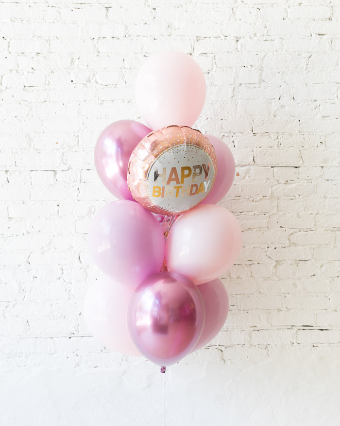 Modern Mauve - Happy Birthday Foil and 11in Balloons - bouquet of 10