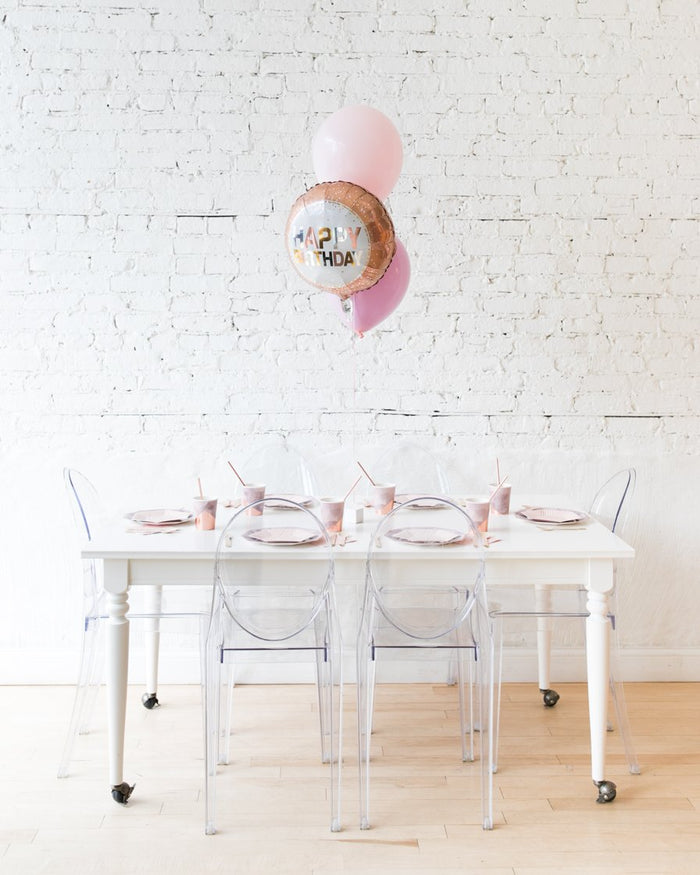 Modern Mauve - Happy Birthday Foil and 11in Balloons Centerpiece - bouquet of 3