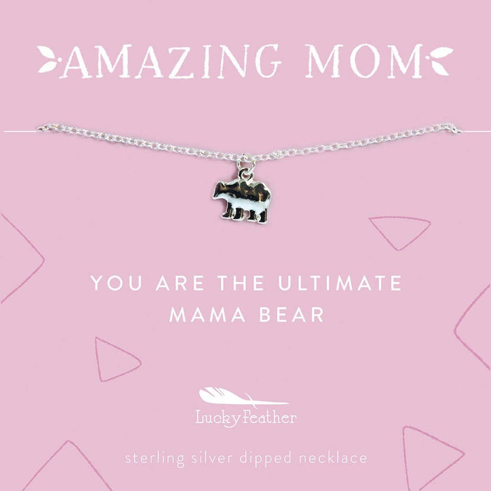Mom Necklace - You are the Ultimate Mama Bear - Silver