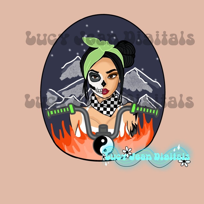 Motorcycle Skeleton Babe png