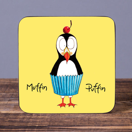 Muffin Puffin - Set of 6 Cork Coasters - Idontspeakicelandic