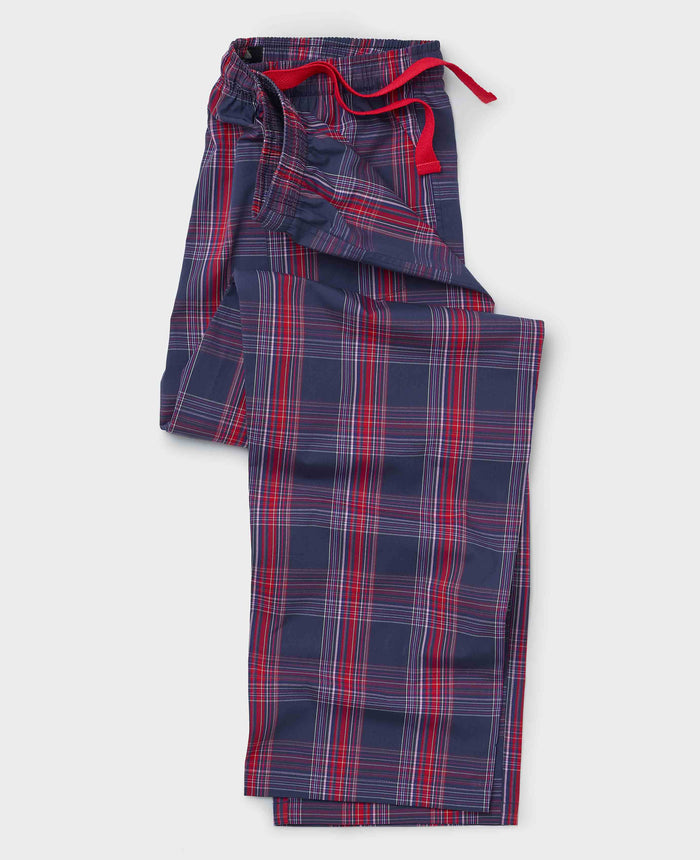 Men's Navy Red Cotton Window Check Lounge Pants mannequin shot