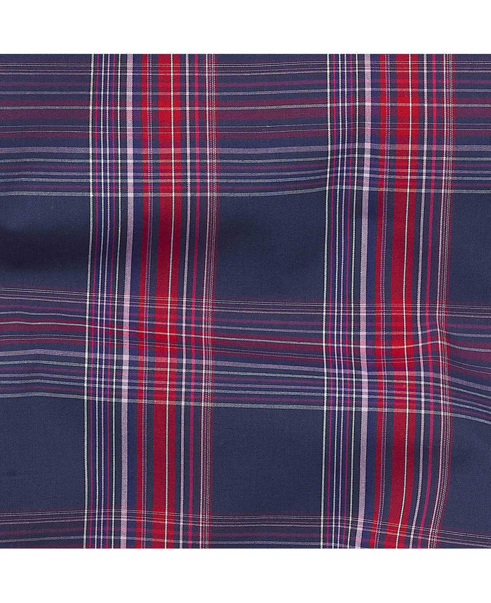 Men's Navy Red Cotton Window Check Lounge Pants fabric detail