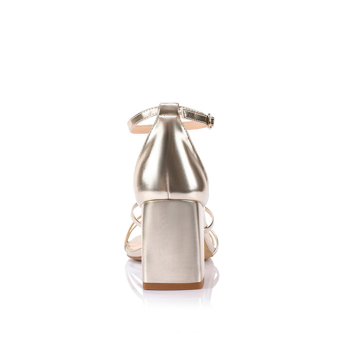Nelly Block Heel Sandals - Champagne Gold
