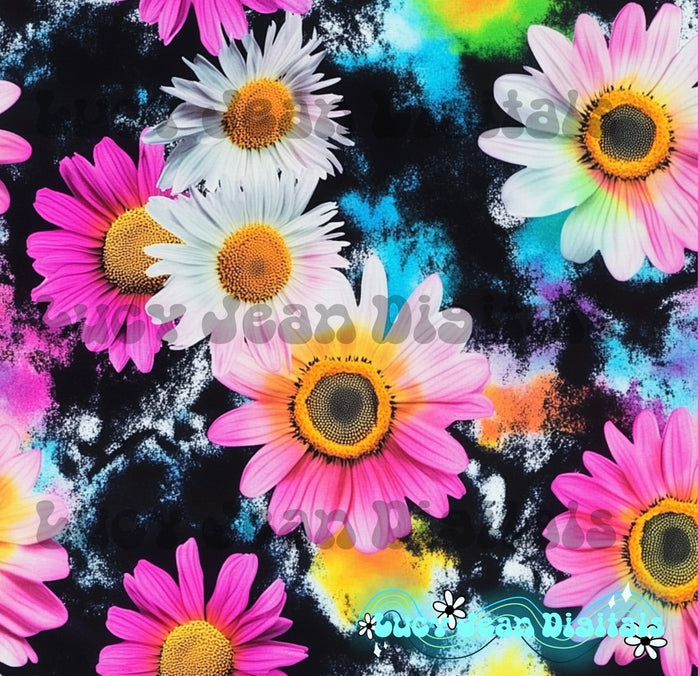 Neon and black daises Seamless File