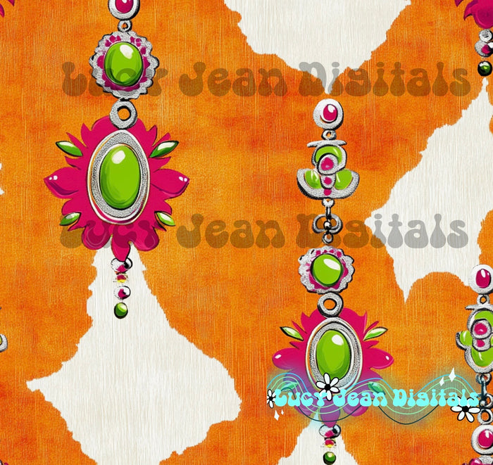 Neon orange cow hide Seamless File