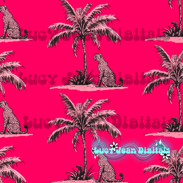 Neon Pink cheetah Palm tree Seamless File