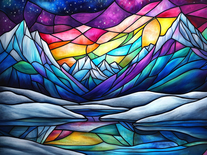 Northern Lights Dancing Over Snow-Covered Mountains