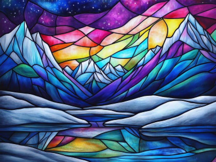 Northern Lights Dancing Over Snow-Covered Mountains