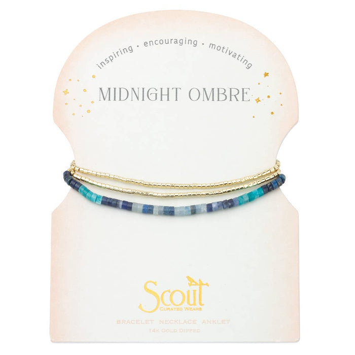 gold and blue beaded bracelet