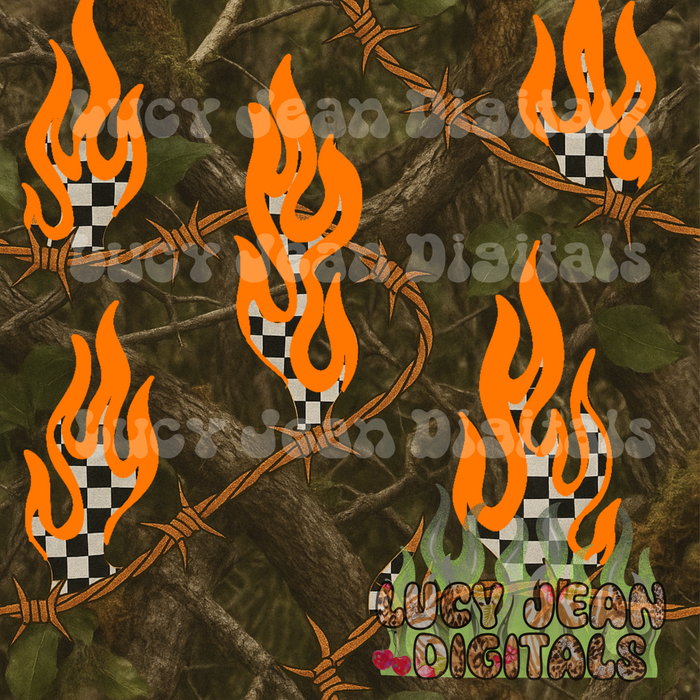 Orange Camo Barbed checkered Seamless File