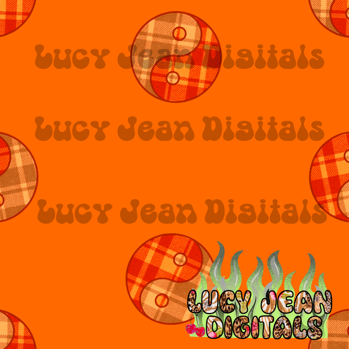 Orange flannel yin yang Seamless File
