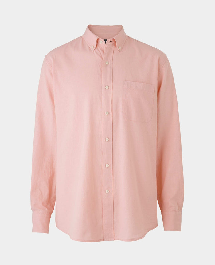 Men's Peach Linen Cotton Classic Fit Button-Down Casual Shirt mannequin