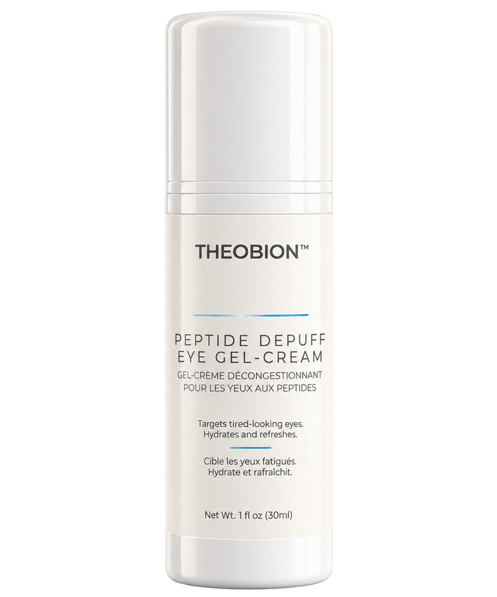 Theobion Peptide Depuff Eye Gel-Cream, 1 fl oz (30 ml) pump bottle, front view