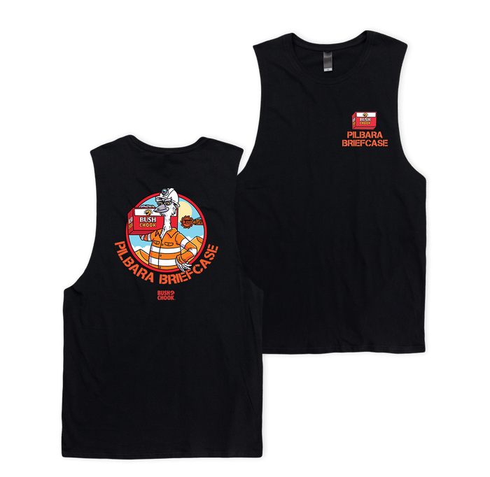 Pilbara Briefcase Muscle Black T-Shirt Bush Chook