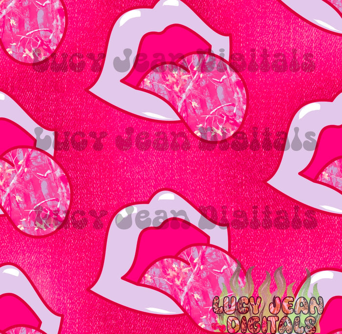 Pink Camo Lips Denim Seamless File