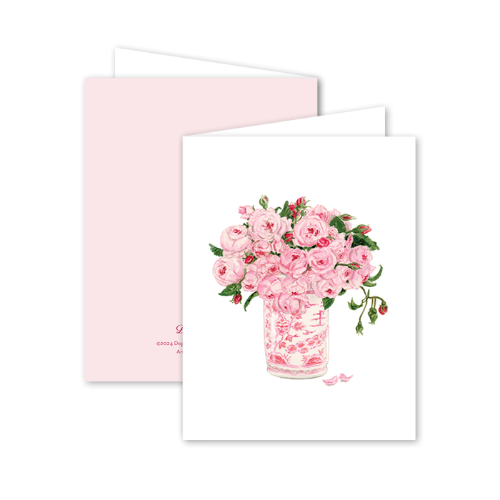 Pink Delight Floral Vase: Single Card