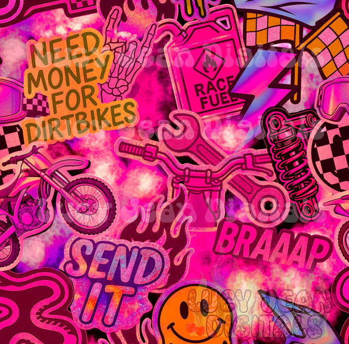 Pink Dirtbike Stickers Seamless File