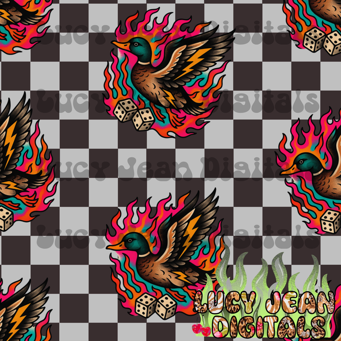 Pink Mallard Dice checkered Seamless File