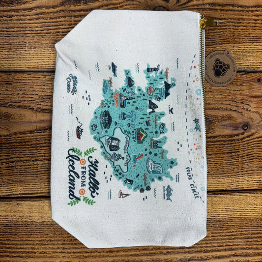 Pouch with Zipper, 12 oz - Iceland Map