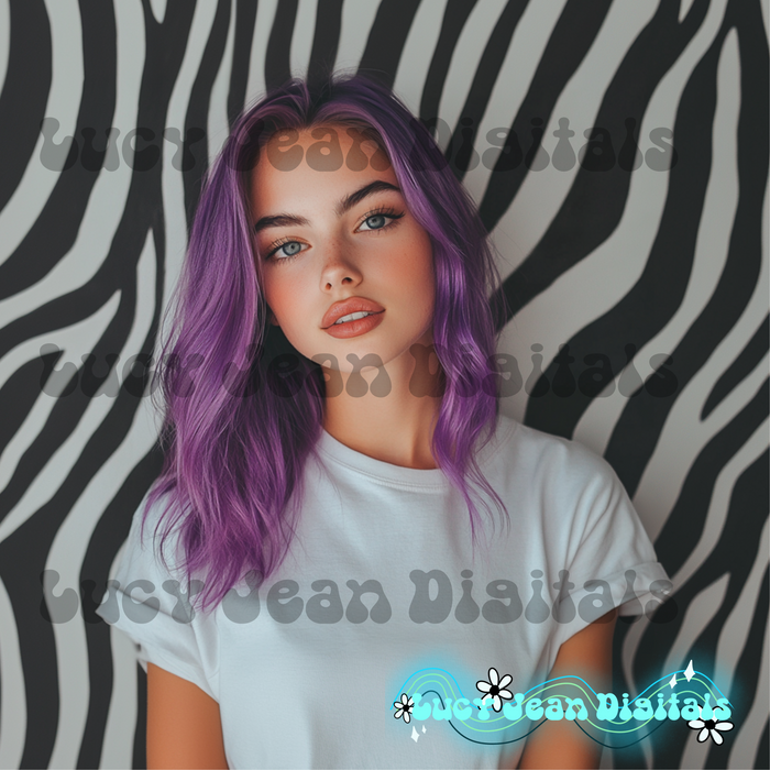 Purple hair modeled Mock up (comes with 2 images)