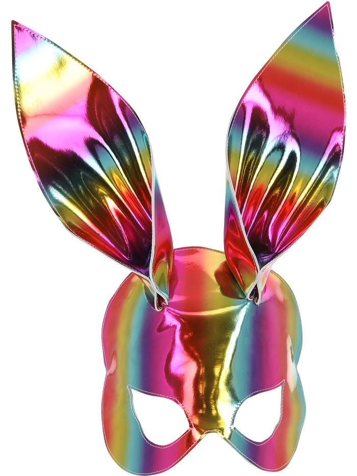 Rainbow Metallic Bunny Mask