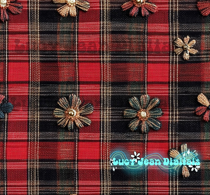 Red embroidery plaid seamless file